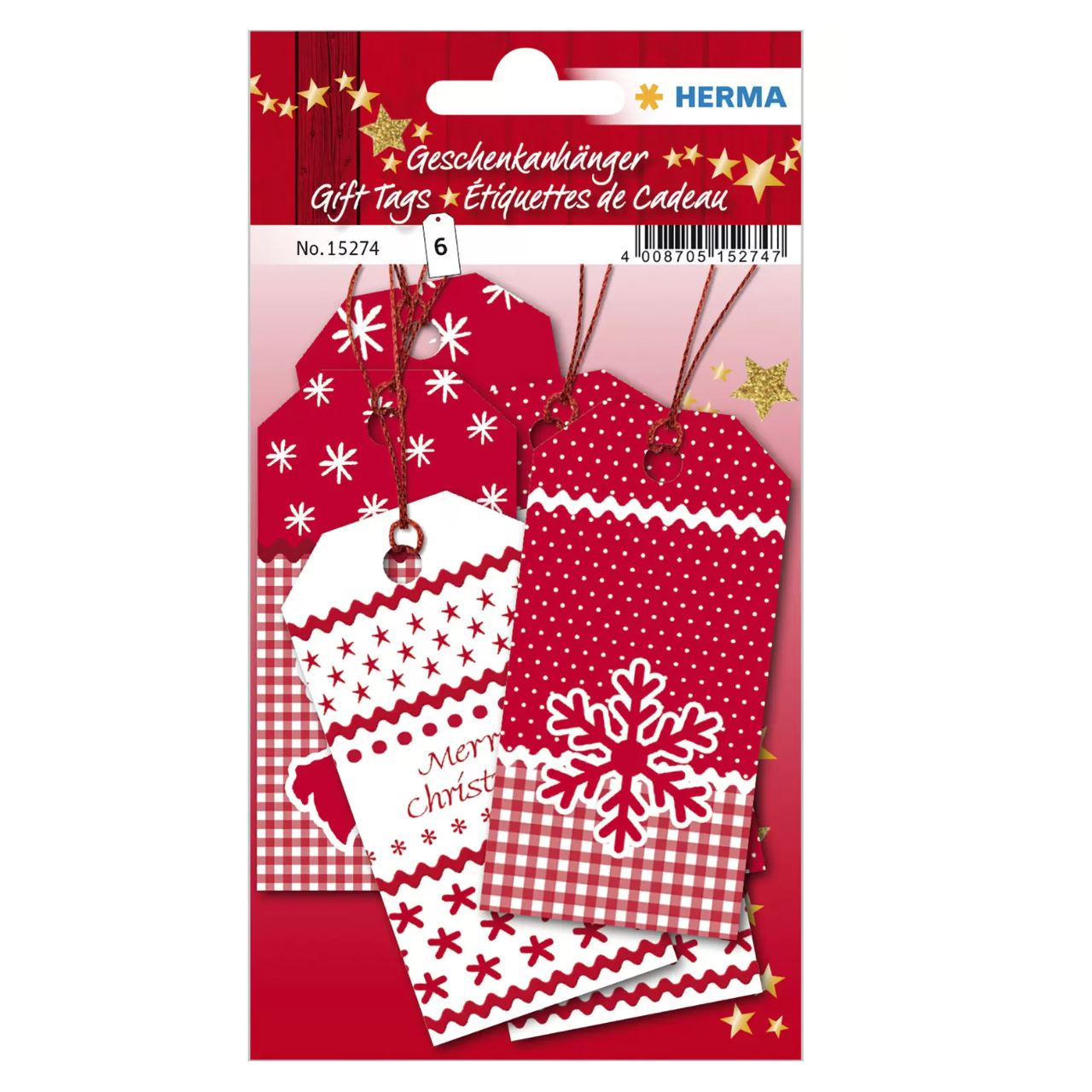 HERMA Weihnachtsgeschenkanhänger White Christmas 6 Stück