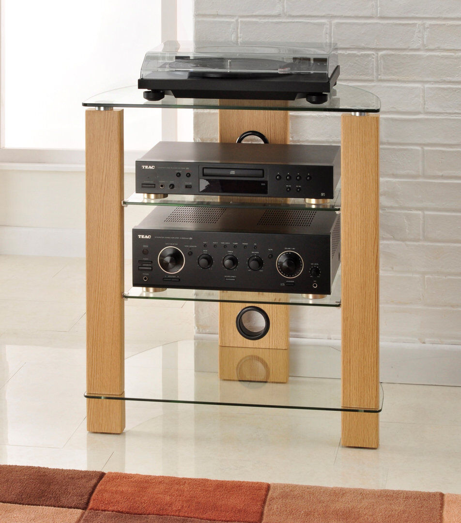 Latitude Run Vision HiFi Rack Light Oak 73cm H X 65cm W X 45.5cm D