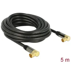 DELOCK Antennenkabel IEC 90° -> IEC 90° St/Bu 5.00m schwarz