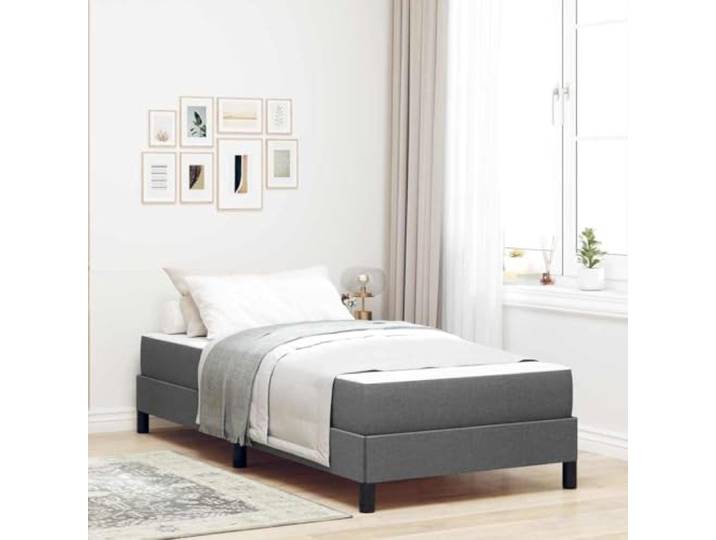Atmungsaktiver Stoff Holzwerkstoff Minimalistisch Elegant Grau 80 x 200 cm Boxspringbett mit Matratze Dunkelgrau 80x200 cm Stoff Einzelbett mit Taschenfederkern Lattenrost Komfort Schlafzimmer