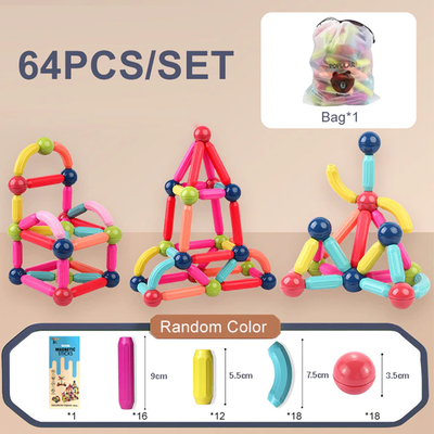 Playful Picks Magnetic Balls And Rods Building Blocks Educational Toy, Perfect Kids Gift 64 Pcs