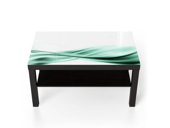 DEQORI Glastisch schwarz groß 90x50 cm Motiv Fließende Frische ausgefallener Beistelltisch aus Glas Hochglanz Couchtisch fürs Wohnzimmer moderner Couch Tisch mit Design