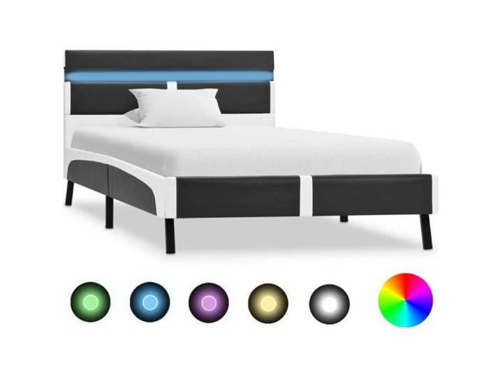 Lit 1 PLACE avec LED Adulte Simplicity MODE - Gris Similicuir 90 x 200 cm - TOP VENTES