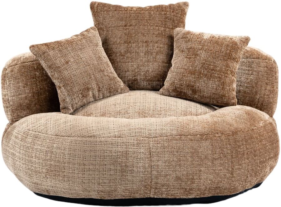 Urban Meuble Sillón redondo en tejido chenilla con cojines