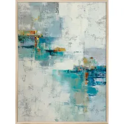 EUROART Wandbild 90 x 120 cm Neutral Teal II Kunststoff Blau