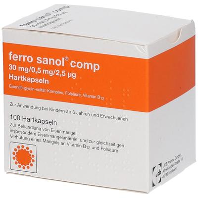 Ferro Sanol comp. Hartkaps.m.msr.überz.Pellets 100 St Hartkapseln mit magensaftresistent überz. Pellets