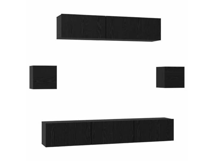 GHVBNMF 7-Teiliges TV-Schrank Set Wandmontiert Schwarz Eichen-Optik Sieben Wandboards bieten strukturierten Stauraum für Mediengeräte im Wohnzimmer und Schlafzimmer.