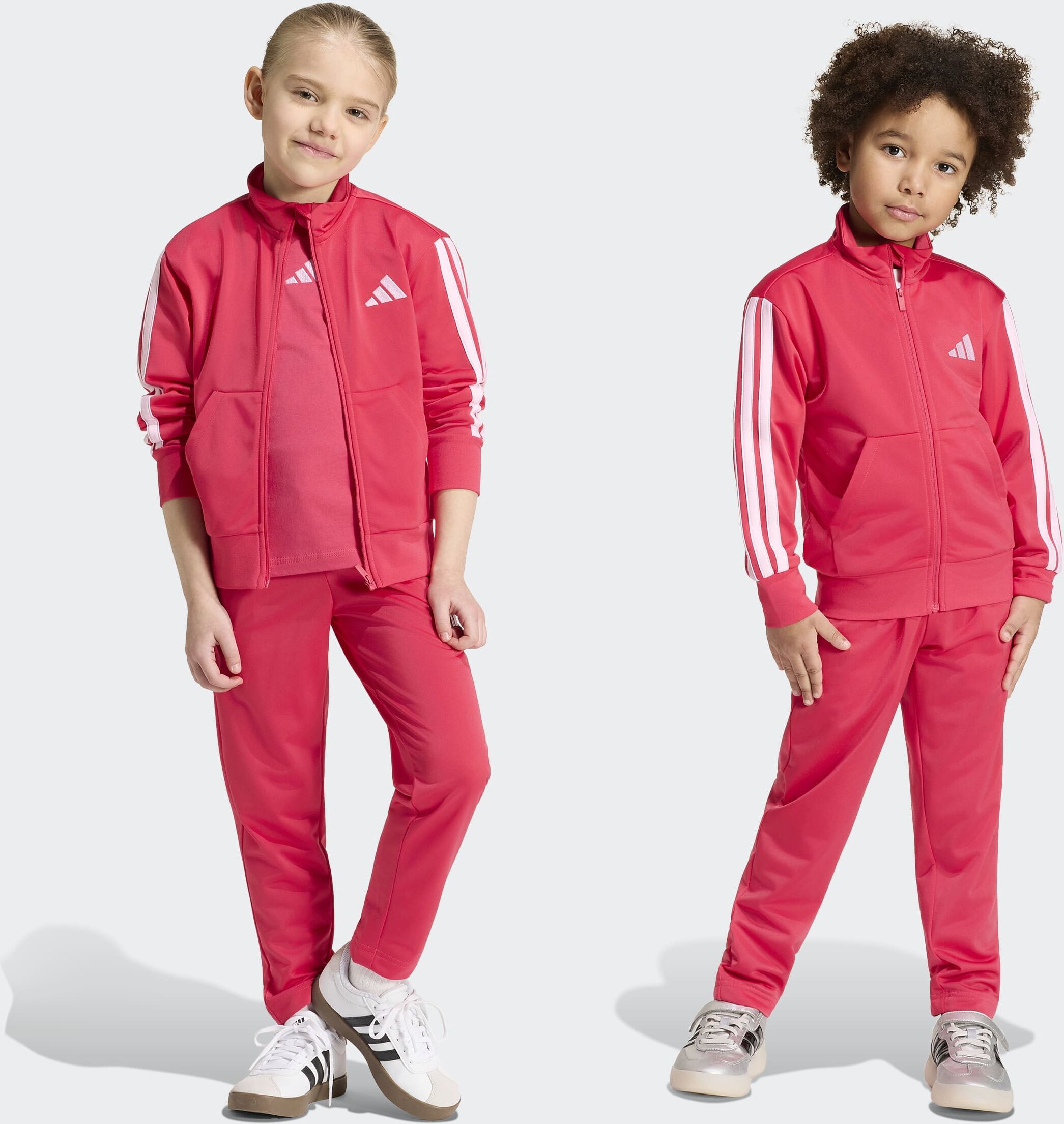 Trainingsanzug ADIDAS SPORTSWEAR "LK 3S TR TS 205", Mädchen, Gr. 122, power pink, clear pink, Obermaterial: 100% Polyester, Sportanzüge Trainingsanzug power pink, clear pink 122