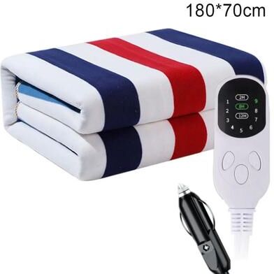 Uplift Picks 12V Car Electric Blanket Low Voltage Travel Heating Pad For Camping 180x70 Cm   Striped