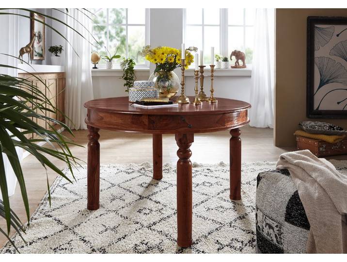 Esstisch rund Akazie 120x120x76 nougat lackiert OXFORD #332
