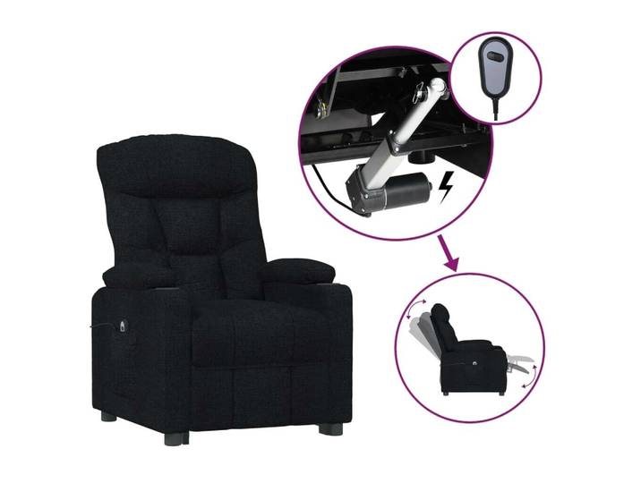 vidaXL Fauteuil relax électrique noir tissu
