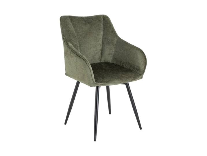 360° drehbarer Designstuhl „Avignon“ mit Armlehnen Chenille Grün Invicta Interiors