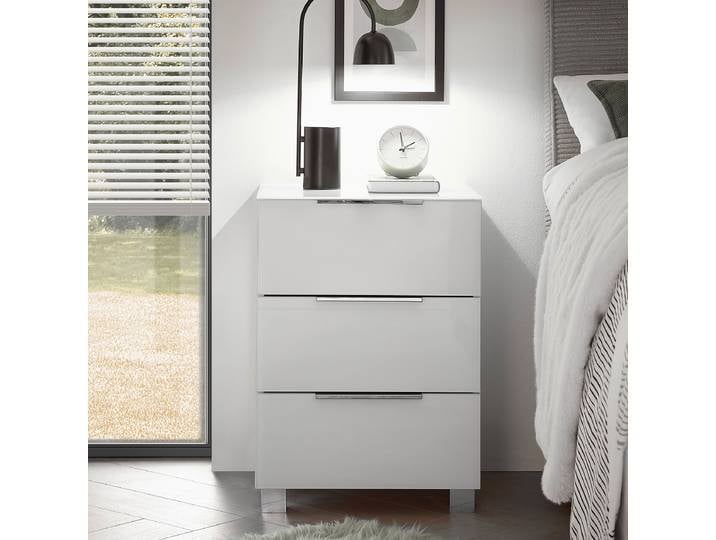 Table de chevet 64cm Blanc/Blanc