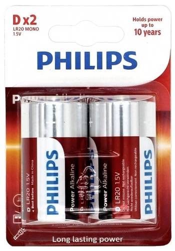 Philips Power LR20 Mono (D)-Batterie Alkali-Mangan 1.5V 2St.