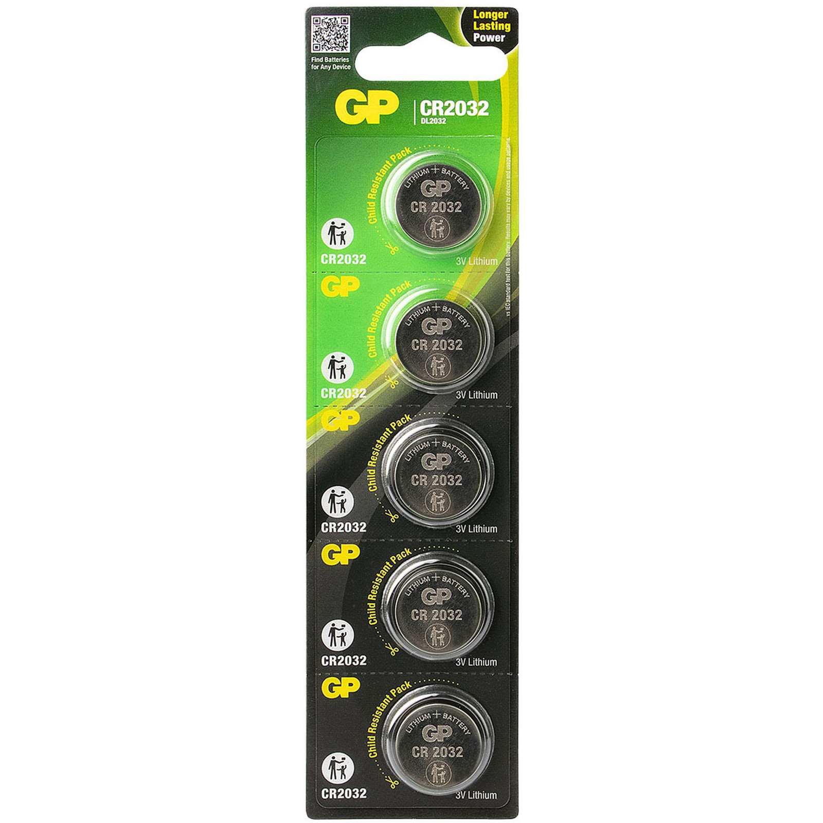 GP Batteries CR2032 lithium knoopcelbatterij 3V, 5 stuks