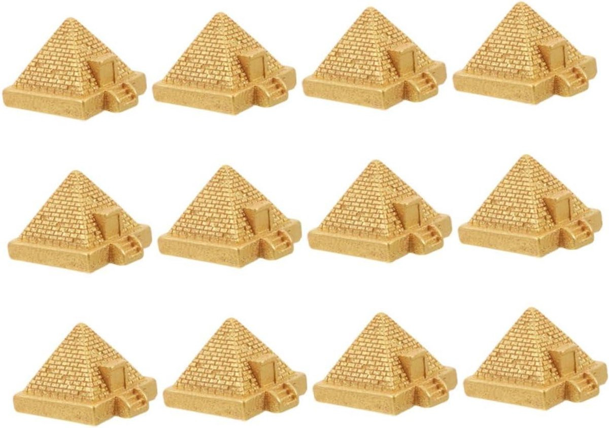Gouden Piramide Beeldje voor Huis en Tuin - H x B x D: 3,60 x 3,20 x 2,50 cm