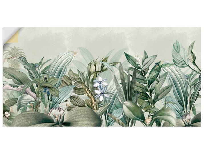 Wandbild ARTLAND Exotischer Floral Garten Landschaft , grün (farbe bild(er): grün), B:100cm H:50cm, Bilder, Wandbild, als Alubild, Leinwandbild, Poster, Wandaufkleber in verschied. Grössen