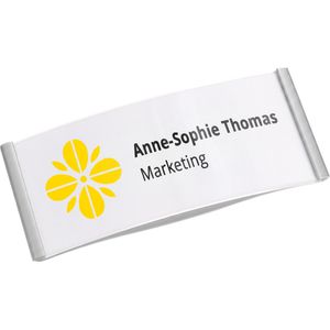Böttcher-AG Namensschilder Premium, 74 x 32 mm, mit Doppelmagnet, Kunststoff, Metalloptik, silber, 10 Stück