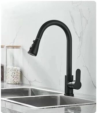 Uplifted Finds 304 Stainless Steel Pull Out Kitchen Faucet With 360 Rotation And Dual Mode Stream Sprayer black