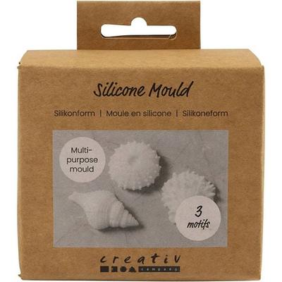 Creativ Company Silikonform, Seeigel, Schneckenmuschel, Muschel, H 1,5-2 cm, D 3,5-6 cm, 3 Stk