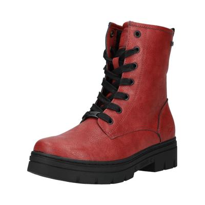 Schnürstiefelette MUSTANG SHOES "Mustang Shoes Stiefelette Lederimitat", Damen, Gr. 38, rot, Lederimitat, Schuhe Schnürstiefelette