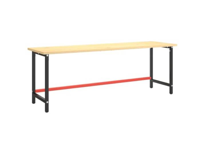 KFGWERSTY Werkbankgestell 220 x 57 x 79 cm Mattschwarz und Mattrot Metall Pulverbeschichtetes Metall, vorgebohrte Löcher oben, verstärkte Stangen oben und unten, für Werkstatt und Arbeitsplatte