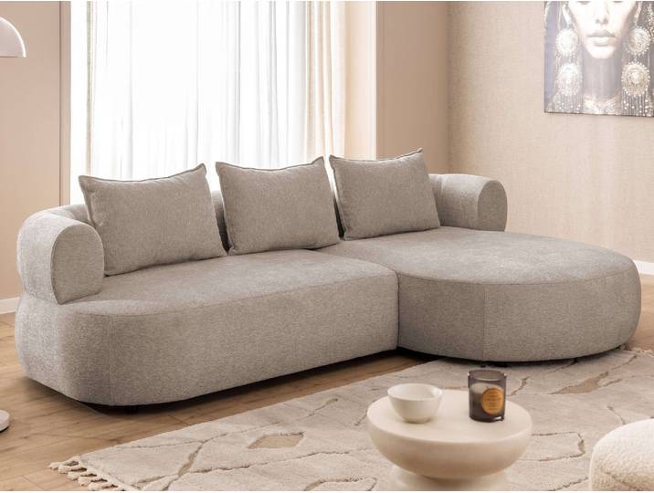 Ecksofa HOME AFFAIRE LUSSAC L-Form Design-Sofa mit Zierkissen, Masse B/T/H: 257/159/78 cm , beige, B:257cm H:78cm T:159cm, 100% Polyester, Sofas, Ecksofa, hoher Sitzkomfort und modernes Design, Sofa ohne Bettfunktion