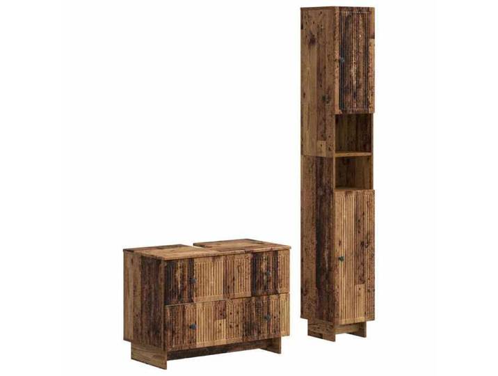Ensemble de 2 meubles de salle de bain EDE Bois ancien poids:51.1 kg 1478