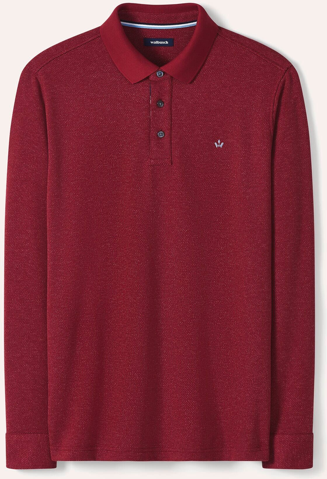 Walbusch Jacquard Langarmpolo, normale Größen, Farbe Rot, 56, feiner Jacquard-Jersey verstellbare Hemdenmanschetten Herren