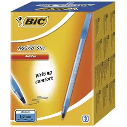 Bic, Schreibstifte, Kugelschreiber Round Stic 1,0 mm, blau, im Paket zu 60 Stück 256378 (60x)