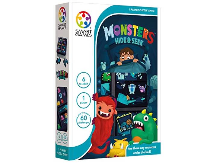 SmartGames Monsters Hide & Seek Logisch Denkspel Educatief Kinderspel Monsterpuzzel vanaf 6 Jaar Denkspel voor Kinderen Cognitieve Ontwikkeling 60 Oplopende Uitdagingen