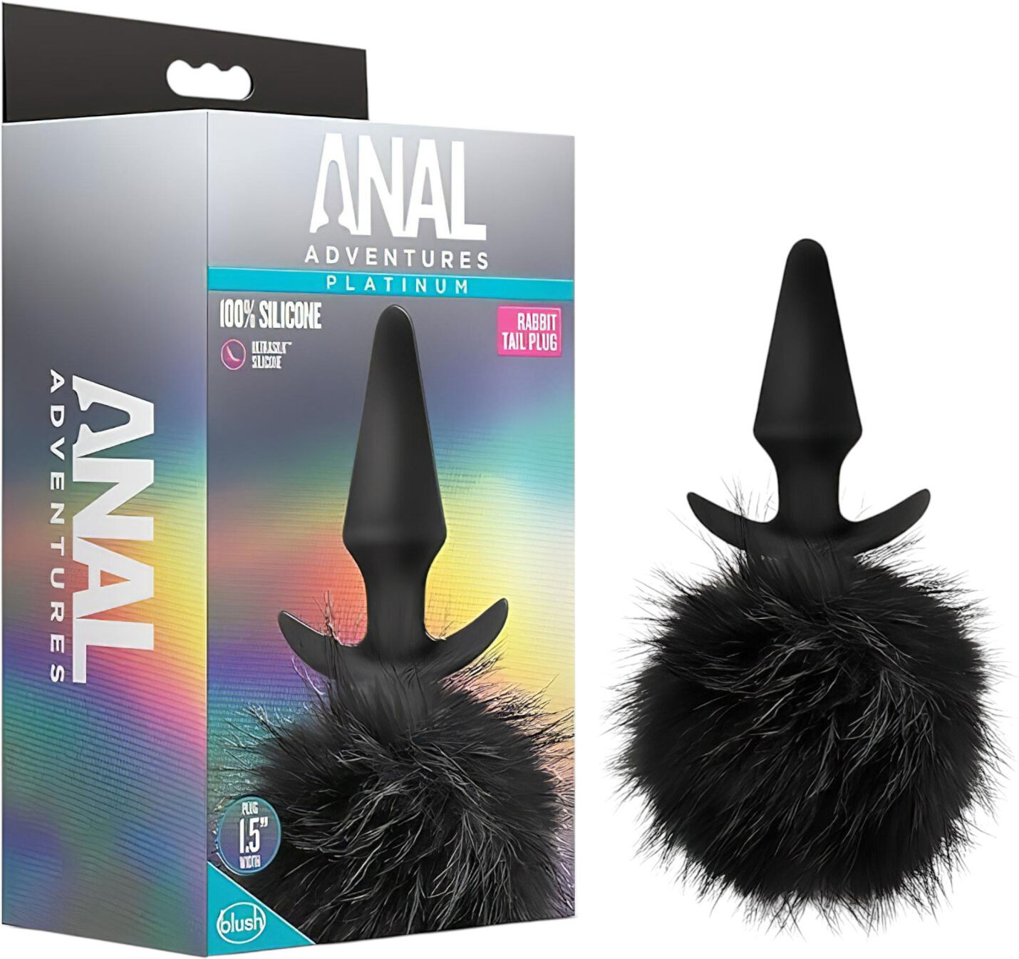 Anal Adventures Platinum - Bunny Tail Butt Plug (Black)