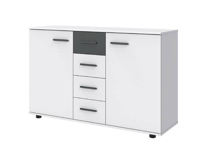 Enfilade avec 2 portes Digit 130 x 83 x 41cm Blanc/Noir/Blanc/Graphite