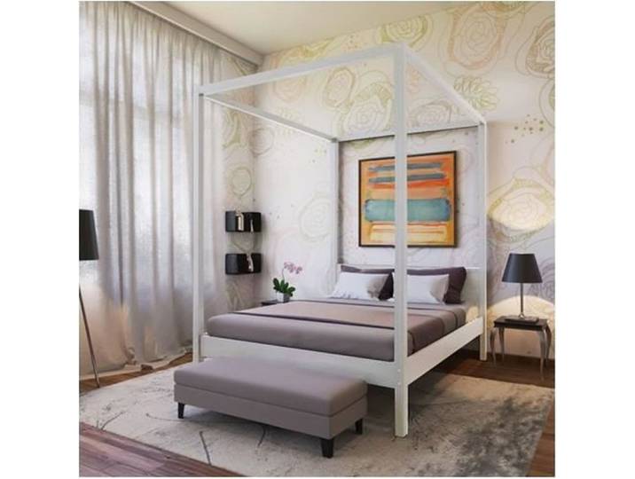 Lit double à baldaquin ROMANCE 160x200 / Laqué Blanc