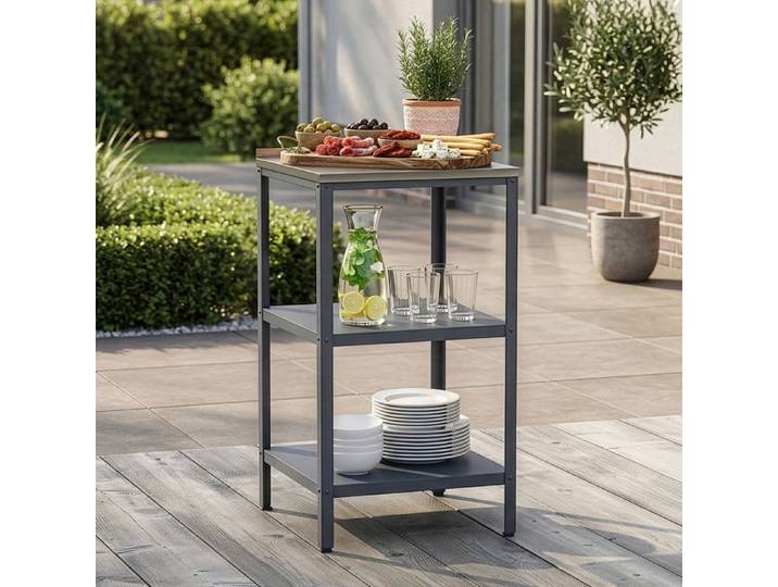 Étagère d'extérieur Bolognano acier 92 x 50 x 50 cm gris foncé mat argent