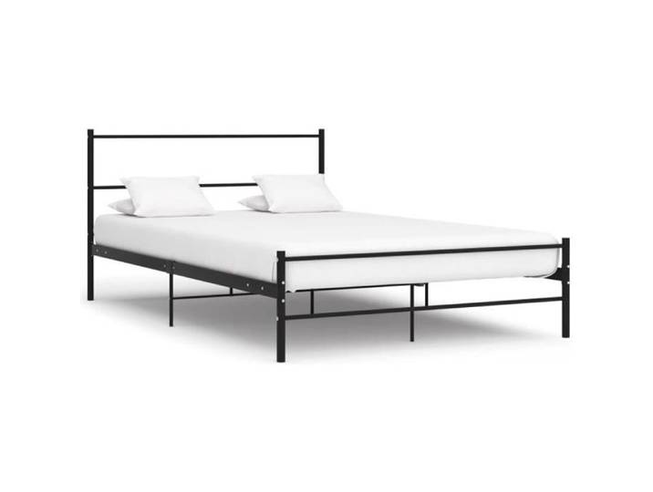 Lit Double Cadre de lit -lit adulte contemporain Magnifique -Lit 2 places - 2 personnes pour adulte Scandinave Noir Métal 120 x