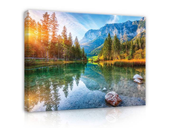 LEINWANDBILD Natur Berge See 60x40