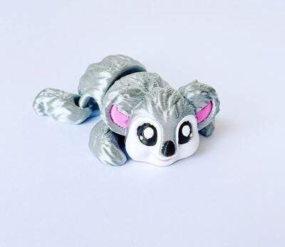 Inspire Select 3D Articulated Sloth & Koala Figurines Flexible Animal Desk Toys For Home, Car & Gift Decor 1 Pc Silver Koala