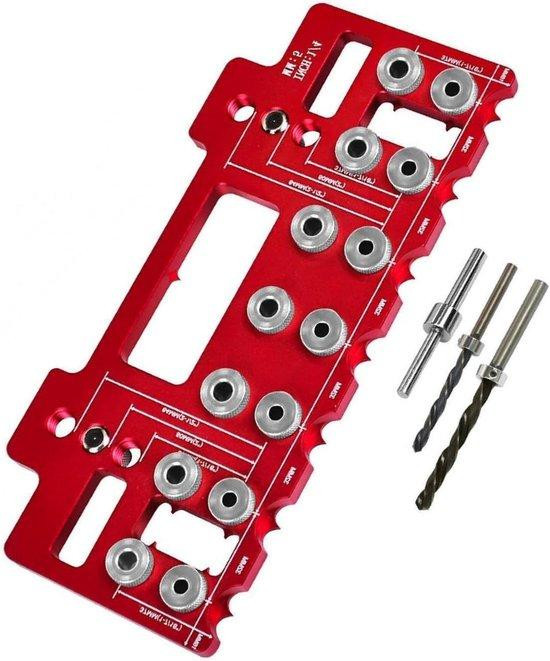 Plankendrager Mal Boorgeleider voor Meubelbouw van Aluminium Legering - 5mm - Zilver