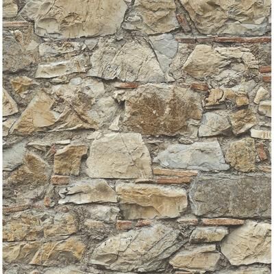 Seabrook Designs Faux Stone Wall Pre-Pasted Wallpaper - 20.5 in. W x 33 ft. L