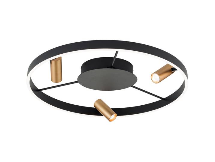 Deckenlampe Berlin schwarz-gold Stahl 3000 lm Dimmbar B 61.5 cm - Lichtfarbe: Warmweiss