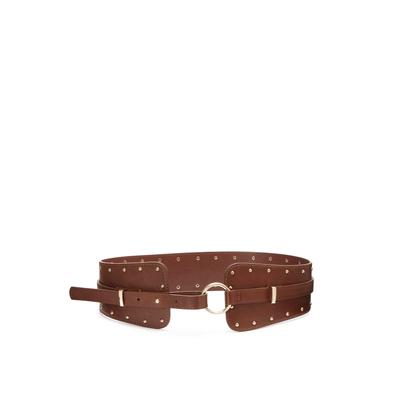 Taillengürtel LASCANA "Nietengürtel, Schmuckgürtel, Gürtel für Kleid & Overall, Bauchgürtel", Damen, Gr. 85, braun, Lederimitat, unifarben, Gürtel, im modernen Design mit Shaping-Effekt