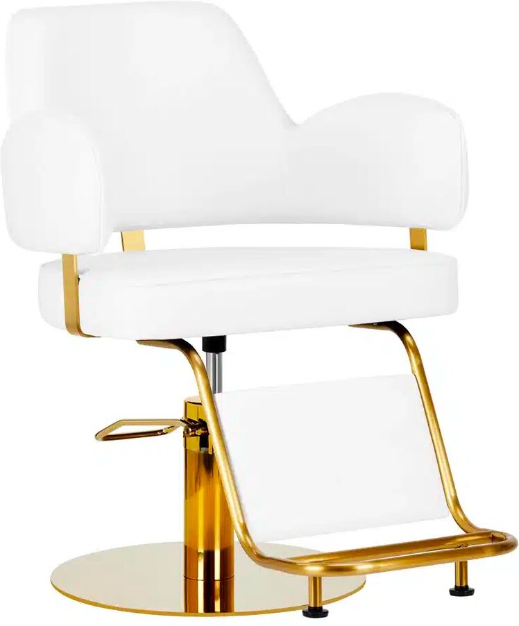 SEDIA POLTRONA ORO DA PARRUCCHIERE DA TAGLIO CAPELLI DONNA BIANCA o GRIGIA Bianco e Oro