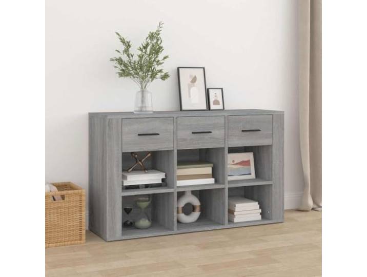 HEFZGDB Robustes Sideboard mit feuchtigkeitsbeständiger Oberfläche aus Holzwerkstoff in Grau Sonoma, klassisches Sideboard mit zeitlosem Design und viel Stauraum, Beistellschrank zur