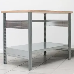 PROREGAL Werkbank FALKE Stecksystem | HxBxT 88x110x70cm | 1 Ebene Stahlfachboden | Fachlast 150kg | Verzinkt