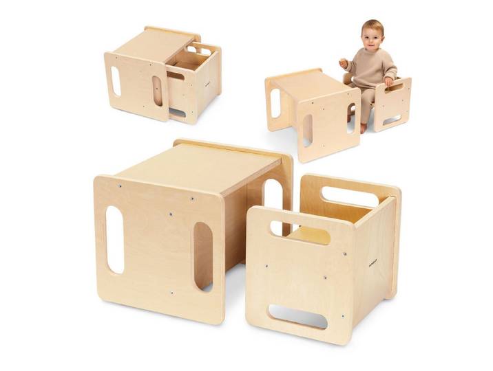 Mamabrum Kinderstuhl MAM248 multifunktionale Montessori-Sitzgruppe: 6in1 Tisch & Stuhl