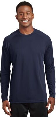 Sport-Tek T473LS Athletic Dry Zone Long Sleeve Raglan T-Shirt in True Navy Blue size 4XL   Polyester
