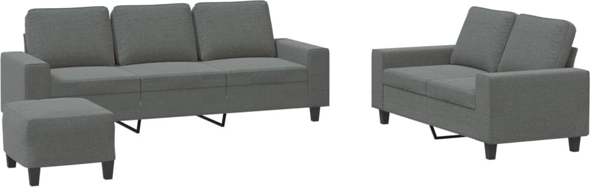 vidaXL 3-delige loungeset in donkergrijze stof