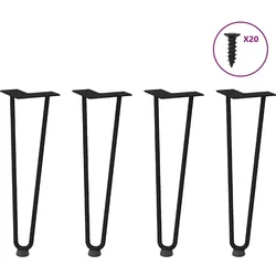 vidaXL Haarnadelbeine für Couchtisch 4 Stk. Schwarz 42 cm Massivstahl