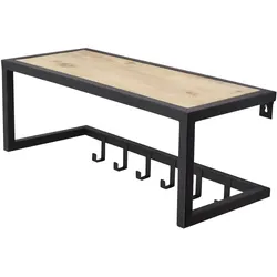 LOFT42 Woody Metallgarderobe Schwarz - Hutablage - Mangoholz
